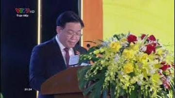 Ủy viên Bộ Chính trị - Chủ tịch  Quốc hội - Ông Vương Đình Huệ phát biểu tại Lễ kỷ niệm 30 năm tái lập tỉnh Trà Vinh